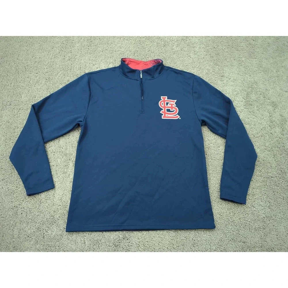 St. Louis Cardinals MLB Pullover Mens Medium 1/4‎ Zip Long Sleeve Shirt